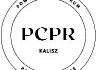 Logo Powiatowego Centrum Pomocy Rodzinie w Kaliszu przedstawia nazwę jednostki zapisaną w okręgu na białym tle.